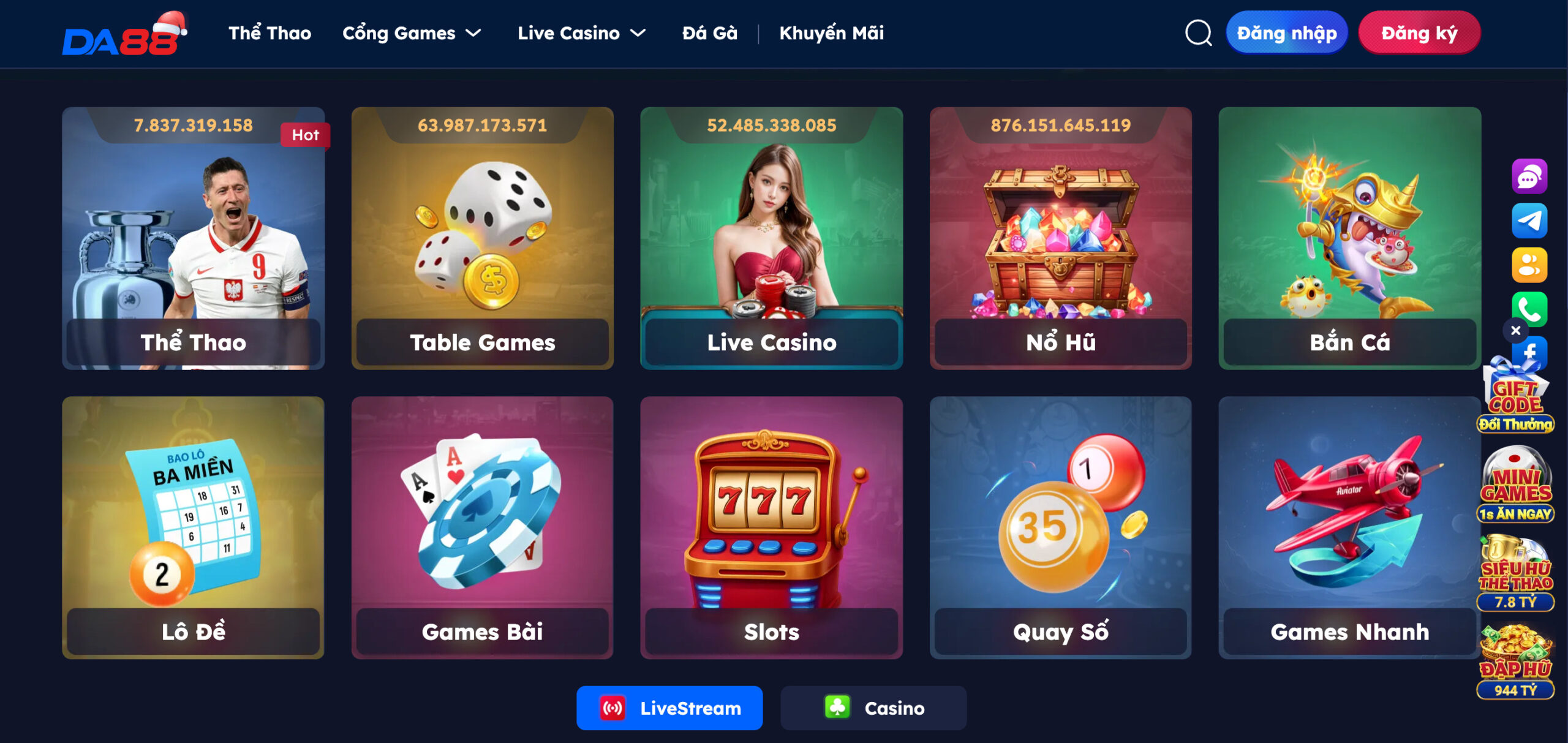 Da88 mang đến hàng trăm sản phẩm cá cược