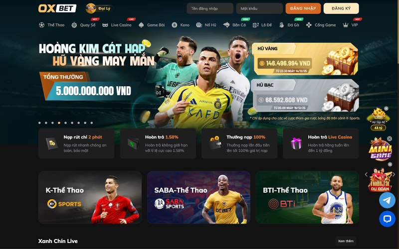 OXBET - Nhà cái online đến từ Dubai với chất lượng vượt trội Nhà cái đầu tư mạnh tay về mặt giao diện